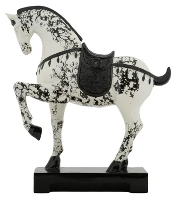 Imagen del producto de Escultura de caballo bicolor en poliresina L 31 × P 10,5 × H 34 cm
