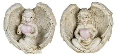 Image de Clayre & Eef Figur Engel (2) 10x6x10 cm Beige Kunststoff
