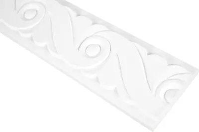 Produktbild von GRAND DECOR Stuckleisten Wand flach Barock Stil, PolyurethanHartschaum weiß - 2m Wandleisten gemustert Zierleisten Decken Stuck Kunststoff (10 Meter CR783)