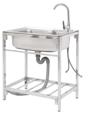 Zdjęcie produktu dla Kondela Nierdzewny zlewozmywak kuchenny z syfonem Namik 68x44 - srebrny