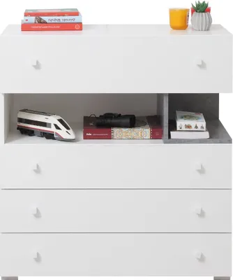 Produktbild von Furniture24 Kommode Schubladenkommode Sigma SI - 11 mit 4 Schubladen Weiß Lux/Beton