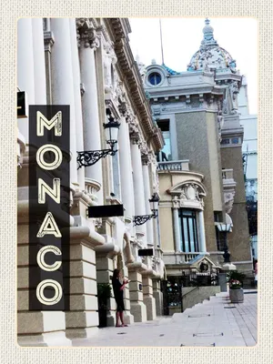 Produktbild von vianmo Holzschild 40x30 cm Monaco Frankreich Sehenswürdigkeiten Bildmotiv Reisemotiv Europa