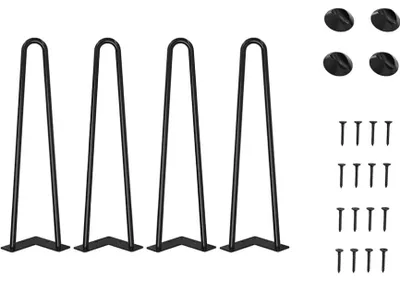 Image de Pieds de table/supports de table en métal, noirs, pour table ou table d'appoint, 71 cm, lot de 4