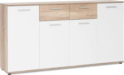 Produktbild von Sideboard Beistellschrank Anrichte Standschrank Kommode Highboard "Jacklin II" Wildeiche/Weiß