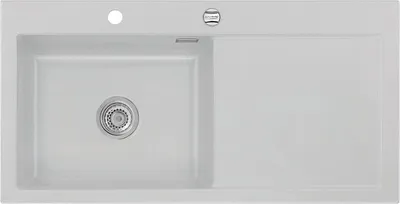 Produktbild von Auflagespüle KeraDomo MERA 100 SL Alu Becken links mit Excenterbedienung
