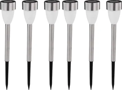 Produktbild von 6er Set LED Solarleuchten, Edelstahl, Schalter, H 36,5 cm