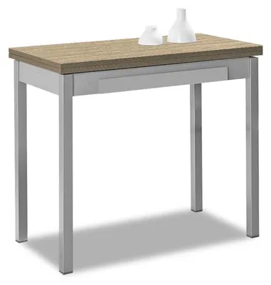 Klappbarer Esstisch 90x50 cm, Eichen-Optik, laminierte Platte, Metallgestell