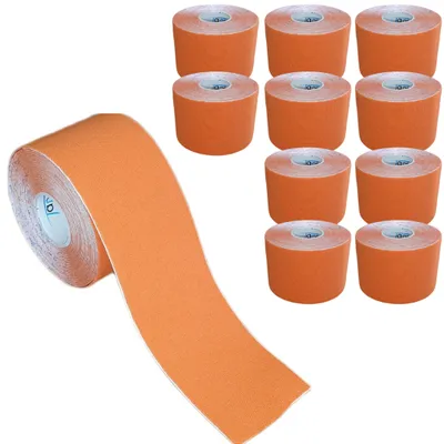 Produktbild von 11 Rollen - Tapefactory24 Getting Started Kinesiologie Tape 5cm x 5m - orange, Tapes Taping Klebeband Tapeverband Bandage wasserfest
