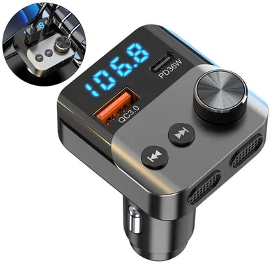 Produktbild von Bluetooth Adapter Auto FM Transmitter-Bluetooth 5.3 Freisprecheinrichtung,36W USB-C&QC3.0 Schnellladegerät,Auto Bluetooth Adapter mit Spannungsanzeige
