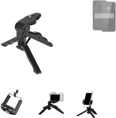 Produktbild von K-S-Trade Stativ Tisch-Ständer Dreibein Handy-Stativ Ständer kompatibel mit Volla Phone 22 Mini-Stativ Smartphone Tripod Handy-Stativ aus Plastik
