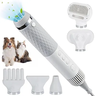 Produktbild von 5 in 1 Hundeföhn, Blower Hundefön, tragbarer Haartrockner, Handheld Tierhaartrockner Pet Dryer, Leiser Tierföhn für Hund & Katze, Windgeschwindigkeit und Temperatur einstellbar, NCT, 900W