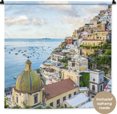 Produktbild von MuchoWow® Wandteppich Wandbehang Italien - Positano - Wasser 90x90 cm Tapisserie Dekoration Wandtuch - Wandaufhänger