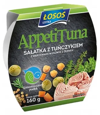 Zdjęcie produktu dla Sałatka z tuńczykiem i warzywami w oliwie z oliwek 160g Łosoś Ustka 160g