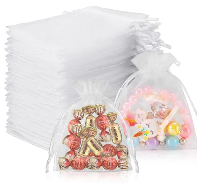 Produktbild von Organzasäckchen für Geschenke, 15x10 cm - 100 Stück, ideal für Hochzeiten und Feiern