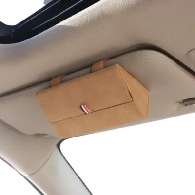 Produktbild von INF Auto Wildleder Sonnenbrillenhalter – Universeller Visier-Clip Brillenetui für einfachen Zugriff, weicher Schutz und mehrere Montageoptionen Beige