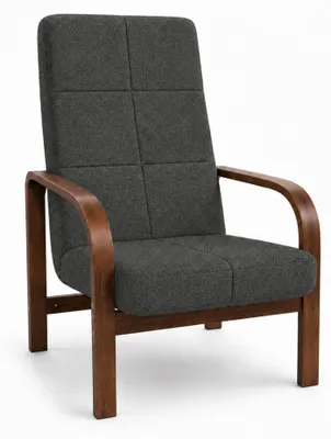 Zdjęcie produktu dla Fotel Nordic Comfort wypoczynkowy salon drewno orzech materia czarny M3