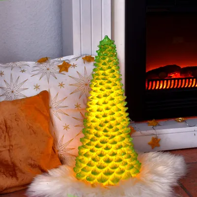 LED Tannenbaum mit Pailletten - LED beleuchtet - H. 45cm - Batteriebetrieb - grün