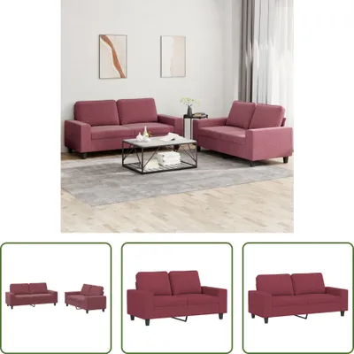 Produktbild von The Living Store 2-tlg. Sofagarnitur Weinrot Stoff