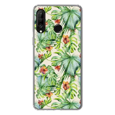 Produktbild von MuchoWow® Handyhülle Schutzhülle Hülle für Huawei P30 Lite Blume - Blatt - Muster Silikon Softcase Handy Hülle - Handyhülle