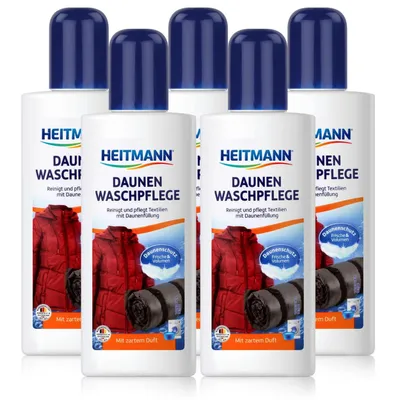 Produktbild von Heitmann Daunen Waschpflege 250ml - Für Textilien mit Daunenfüllung (5er Pack)