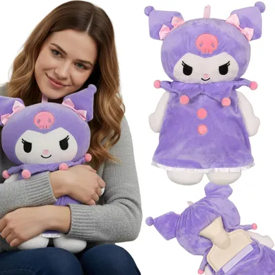 Image de Hello Kitty KUROMI Bouteille d'eau chaude en caoutchouc avec couvercle souple, grande bouteille d'eau avec couvercle, mascotte 750 ml