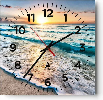Produktbild von Wanduhr - Quadrat - Glasuhr - Meer Welle Strand - 30x30cm - Schleichendes Uhrwerk - Lautlos - zum Aufhängen bereit - Dekoration Modern - Wanddekoration aus Glas - C4AC30x30-3621