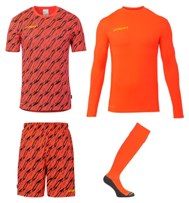 Productafbeelding van Uhlsport Progressive Keeperset Kinderen - Fluorood / Fluogeel  | Maat: 152