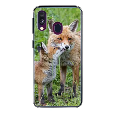 Produktbild von MuchoWow® Handyhülle Schutzhülle Hülle für Samsung Galaxy A40 Füchse - Kind - Gras Silikon Softcase Handy Hülle - Handy-Tasche