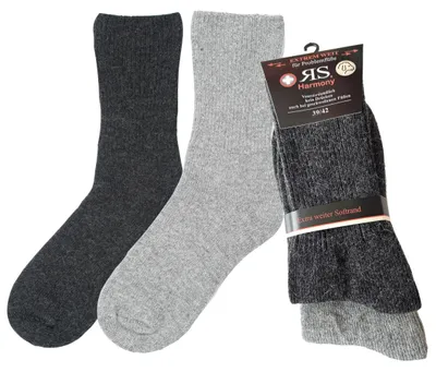 Produktbild von RS Harmony Wollsocken extra weit mit Alpakawolle Grau Mix 2 Paar Gr. 43-46