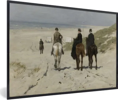 Produktbild von MuchoWow® Gerahmtes Poster Morgenfahrt am Strand entlang - Gemälde von Anton Mauve 90x60 cm - Poster mit Schwarzem Bilderrahmen Wandposter Rahmen Foto Bilder - Fotorahmen - Foto-Plakat