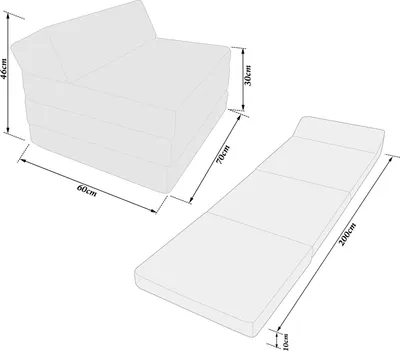 Image de Fauteuil matelas pliant avec dossier 200x70x10 cm - 009, portable, confortable, pliant de voyage, invités, pratique, camping