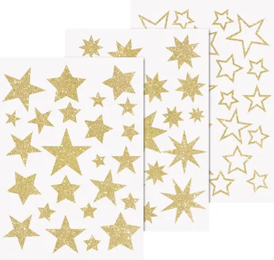 Produktbild von 10X Heyda 203584469 Fenster Sticker „Sterne“ glitter-gold