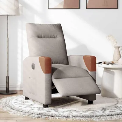 Image de vidaXL Fauteuil relax électrique Tissu Taupe