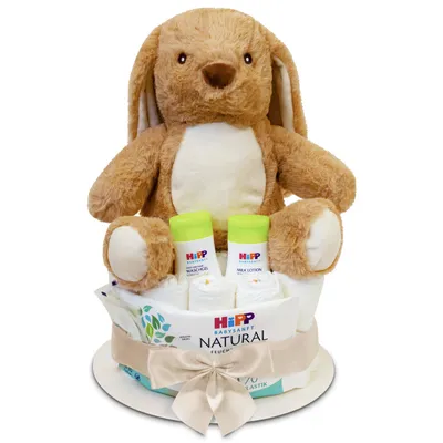 Produktbild von MilaBoo® Windeltorte beige mit Hase – Geschenk zur Geburt & Babyparty