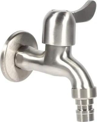 Produktbild von LATRAT 304 Edelstahl Gartenwasserhahn, wandmontierter Wasserhahnadapter für Garten Balkon Wischbecken