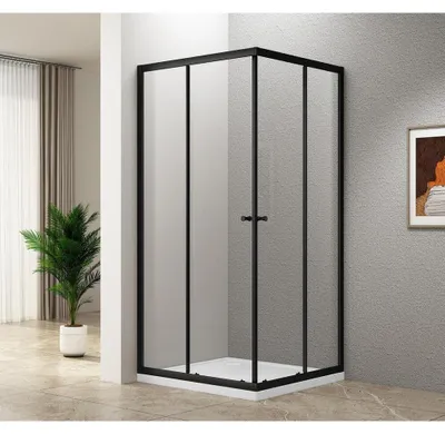 Obrázok produktu pre AGGA BLACK Sprchový kút štvorcový 900x900 mm, číre sklo