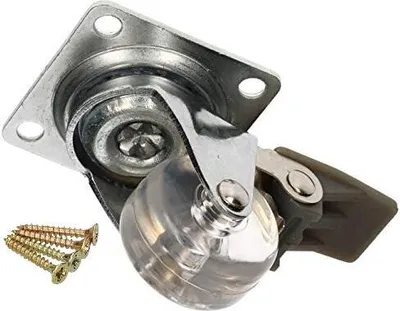 Produktbild von KOTARBAU® Transparente Möbelrolle Ø 35 mm mit Bremse für alle Bodenarten Lenkrolle Gummirolle Transportrolle Sofarolle Schieberolle Werkzeugkistenrolle