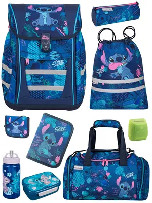 Produktbild von McNeill Ranzen-Set 9-teilig DISNEY STITCH Schulranzen Set mit Sporttasche, Brotdose und Trinkflasche
