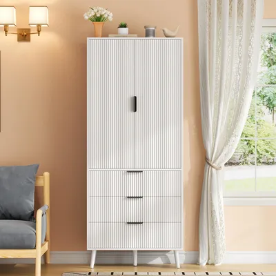 Immagine prodotto di Mobiletto da cucina 75x35x180, con 2 ante, 3 cassetti, ripiani interni e pensile