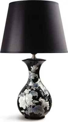 Produktbild von Casa Padrino Luxus Porzellan Tischleuchte / Tischlampe Schwarz Ø 30 x H. 51 cm - Luxus Qualität