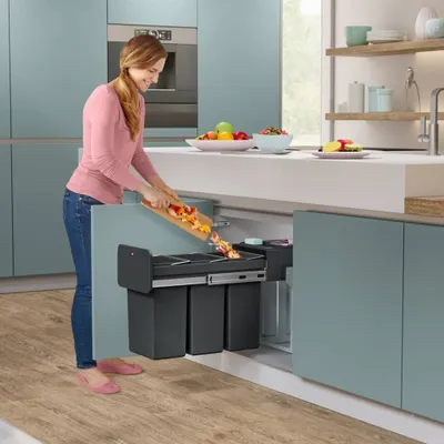 Produktbild von Hailo Einbau-Mülleimer EcoLine 3x10L Schwarz
