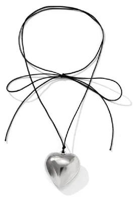 Produktbild von ASHLUYAK Gothic-Kette mit großem Herzanhänger, elegant, mit gewebtem Design, verknoteter Schleife, verstellbar