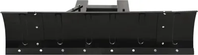 A black snow plow attachment for a forklift, shown from the front against a white background.