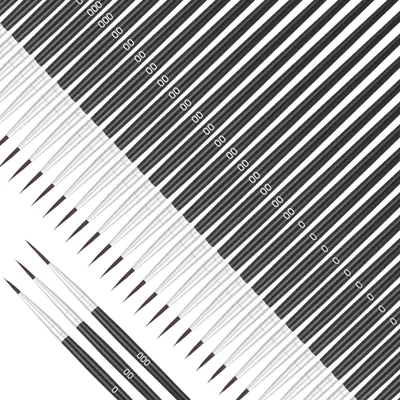 Produktbild von Feine Pinsel Set - 60 Stück - Für Detailarbeiten und Malerei - Größen #0, #00, #000