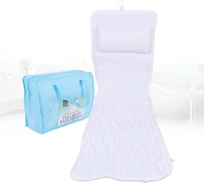 Obrázek produktu pro Koupelnový polštář Vodotěsný polštář Mat PVC pěna přísavka, PVC pěna Celotělový sprchový polštář Spa Bath Pillow Neck Shoulder Back Support Pillow (49,21-17,32-3,15 palce)