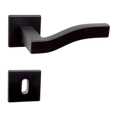 Produktbild von DOMINO Türgriff Drückergarnitur BB-Buntbart Set | Türklinke für Zimmertür, Bürotür, Kellertür & Innentür | Legierter Stahl | Schwarz | PRIMUS-QR Black