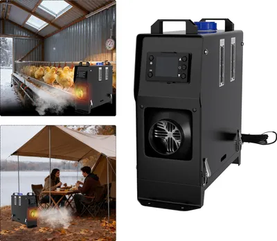 Obrázek produktu pro UISEBRT 8kW 12V dieselový ventilátorový ohřívač, dieselové topení, topení s dálkovým ovládáním – topení pro dílnu, sklad, stáj, skleník, kempování, černá barva