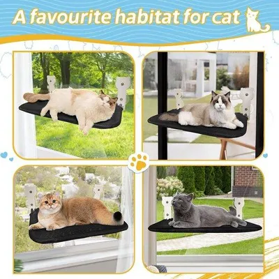 Produktbild von Famanu Katzenfensterbank - Faltbare Katzenhängematte mit 4 starken Saugnäpfen, bis 20 kg belastbar