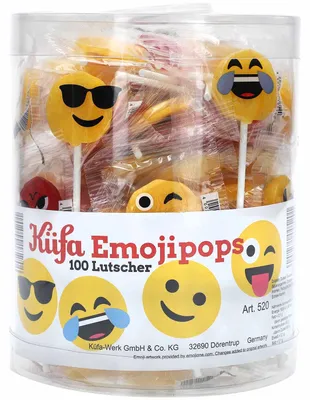 Immagine prodotto di Küfa Emojipops lecca-lecca con motivi 100 pezzi incartati singolarmente 1300g