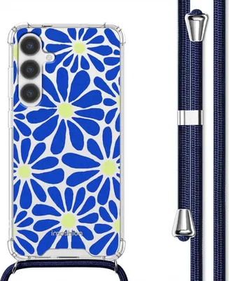 Produktbild von imoshion Design Hülle mit Band Samsung Galaxy S24 - Cobalt Blue Flowers Connect